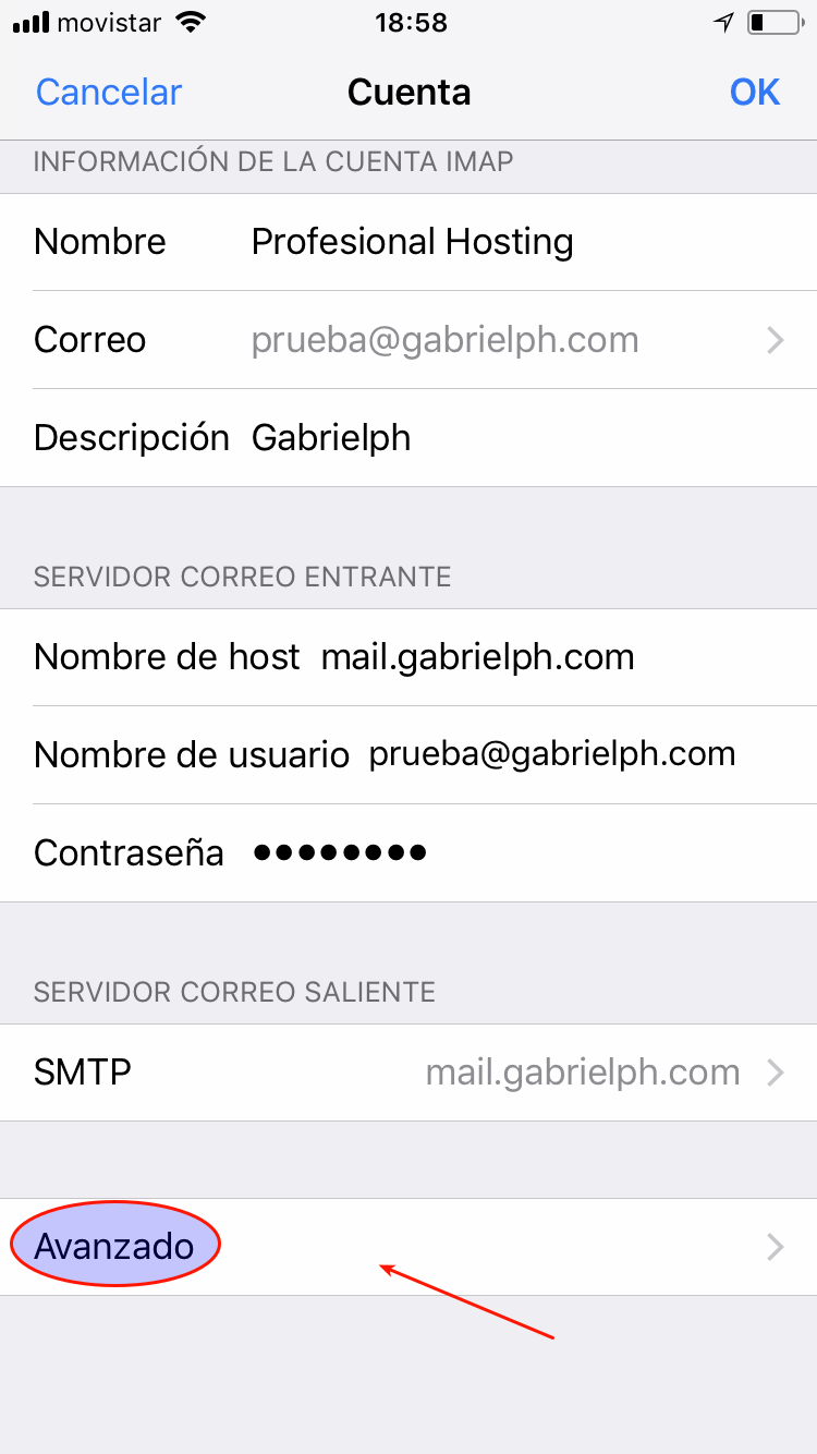 Configurar cuenta de correo en IPHONE